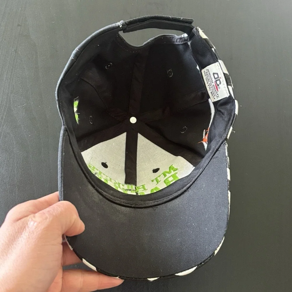 MT pockets Racing Hat Strapback Cap Black Checkered OSFM 
